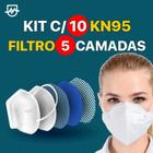 Máscara KN95 com Filtro de Cinco Camadas Kit c/ 10 unidades embaladas individualmente