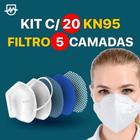 Máscara KN95 com Filtro de Cinco Camadas Kit c/20 unidades embaladas individualmente