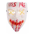 Máscara Led Neon Cosplay Luzes Kiss Me Ideal Para Festas Fantasia Cosplay Halloween Rave Adulto Infantil Masculino Feminino Resistente