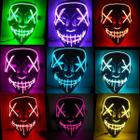 Mascara Led Neon Halloween Cosplay Fantasia Masculina Infantil Adulto Noite Terror Festa Rave Balada