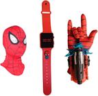 Máscara, luva lança-dardos e relógio digital touch infantil Homem-Aranha