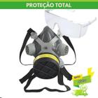 Máscara Respirador Facial Para Proteção Química Gases VOGA Com 1 Filtro + Óculos de Segurança Proteção Epi Semelhante 3m Dentista Enfermagem Incolor