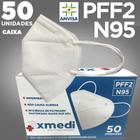 Máscara respirador PFF2 / N95 similar kn95 - caixa 50 unidades com feltro de coton e meltblown BFE 98% hospitalar impermeável hipoalergênico