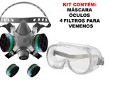 Mascara Respiratória, Facial C/4 Filtros Pesticidas, Tóxico +óculos
