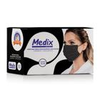Máscara Tripla Preta Com Elástico E Clip Nasal Com 50 Unidades Medix