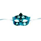 Mascara Veneziana Azul Lisa Metalizada Com Fitas P/ Fantasia