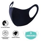 Máscaras Não Descartáveis Neoprene Azul Marinho Unissex 3un - Máscara Neoprene