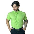 Masculina Camisa Botão Manga Curta Gola Padre Moda Praia