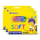 Massa De Modelar 12 Cores Soft Escolar Acrilex Kit Com 3 Un.
