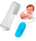 Massageador Escova Dental Antistress Bebê Mordedor C/ Estojo Azul