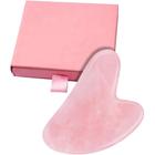 Massageador Facial Gua Sha Pedra Jade Natural Rosa