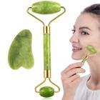 Massageador Natural Facial Jade Gua Sha - Verde-Escuro