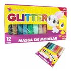 Massinha de modelar com glitter 12 Cores 180g escolar papelaria clássico