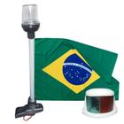 Mastro De Alcançado 40Cm Com Luz Bicolor 12V E Bandeira Br