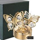 Matashi 24K Gold Plated Music Box Plays Memory with Crystal Double Butterfly Figurine Tabletop Showpiece for Living Room Gift for Musician Dia das Mães Natal Dia dos Namorados Housewarming Presente