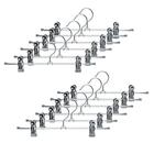 MAWA por Reston Lloyd Space-Saving Clothes Hanger for Pants and Skirts with Two Non-Slip Clips Style K/30D, Set of 12, Silver, 12 Count,18740M