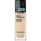 Maybelline Fit Me Matte + Poreless Liquid Foundation Maquiagem, Bege Leve, 1 fl oz Fundação Livre de Petróleo