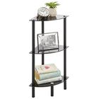 MDesign Home Floor Storage Corner Tower, 3 Tier Open Glass Shelves - Compact Shelving Display Unit - Multi-Use Home Organizer for Bath, Office, Bedroom, Living Room - Preto/Preto