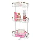 mDesign Metal 3-Tier Bathroom Corner Shower Shelf - Prateleiras de Armazenamento de Unidade Vertical Autônoma - para Organização de Sabonetes, Shampoos, Condicionador, Rosto Fash, Esfoliantes Corporais, Lavagens Corporais - 3 Cestas - Cetim