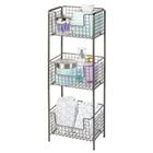 mDesign Steel Freestanding Storage Organizer Tower Rack Basket Shelf, Metal 3-Tier Furniture Unit for Master/Guest Bathroom, Powder Room - Holds Bath Towels, Soap - Concerto Collection - Graphite Gray