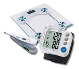 Medidor De Pressão Arterial Digital + Termometro Axilar + Balança Profissional Doméstico
