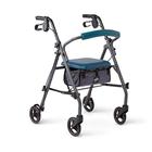 Medline Rollator Walker com assento e rodas, andador dobrável para idosos com proteção Microban, estrutura de aço durável suporta até 350 lbs, rodas de 6 polegadas, Teal