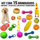 Mega kit 15 brinquedos sortidos para pet e mordedores