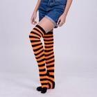 Meia 7/8 Preta Listrada de Laranja Halloween Geek Sexy Cosplay