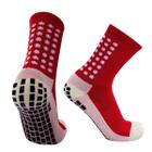 Meia Antiderrapante Futebol Esportivo Profissional Meião Tipo Trusox Pro Soccer Prosocks Cano Médio - Red Place