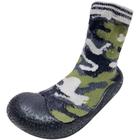 Meia Baby com Solado Camuflado - Preto/Verde