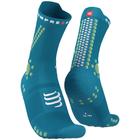 Meia Compressport Pro Racing Socks Run High V4.0 Blues-Green Sheen