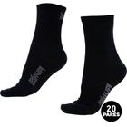 Meia HUPI Casual Cano Longo Algodão Preto P - Kit 20 Pares