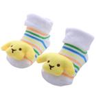 Meia Infantil Bebe 3D Cachorro Amarelo Pantufa Divertida