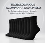 Meia masculina kit 12 pares cano alto longo Sport preta confortavel
