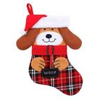 Meia Natalina Decorativa - Cachorrinho "Woof" - 41 cm - Cromus Natal - 1 unidade - Rizzo