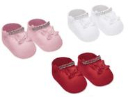 Meia sapatilha feminina com strass 0-5 meses