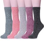 Meias de inverno MQELONG femininas, 5 pares de algodão macio e grosso