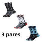 Meias Esportivas Respiráveis Confortáveis Masculinas 3 Pares Para Corrida De Mountain Bike - others