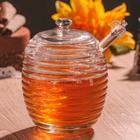Meleira Porta Mel de Vidro Cristal Com Pegador 210ml Colméia