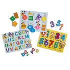 Melissa &amp Doug Disney Wooden Peg Puzzles Set: Letras, Números e Formas e Cores