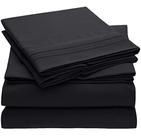 Mellanni Full Size Sheet Set - Hotel Luxury 1800 Folhas de Cama & Fronhas - Folhas de Cama de Resfriamento Extra Macia - Bolso Profundo até 16 polegadas Colchão - Easy Care - 4 Peça (Full, Black)