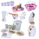 Menina Brinquedo Kit Cozinha Mercado Comida Air Fryer 46Pç