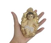 Menino Jesus Na Manjedoura 12cm Com Pérolas Natal Gesso