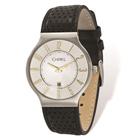 Mens Chisel Aço Inoxidável Branco Dial Relógio de Couro Preto