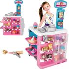 Mercado Confeitaria Mágica Caixa Registradora Infantil Rosa com Acessórios Com Luz e Som Magic Toys