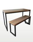 Mesa + 1 banco 135x79cm preto + carvalho - m1b13579ptocar