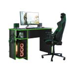 Mesa 114cm Gamer Outlaw Player -Preto-Fosco-Verde - ÉdeCasaMóveis - EDECASAMOVEIS