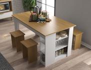 Mesa 140 Cm com 4 Banquetas e Prateleira Esmeralda