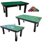 Mesa 3 em 1 Sinuca/Ping Pong/Botão bolas numeradas + 4 tacos
