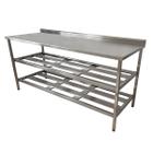 Mesa Aço Inox Profissional 190x70x90 cm com 2 Prateleiras Fenestradas com Espelho Nortinox